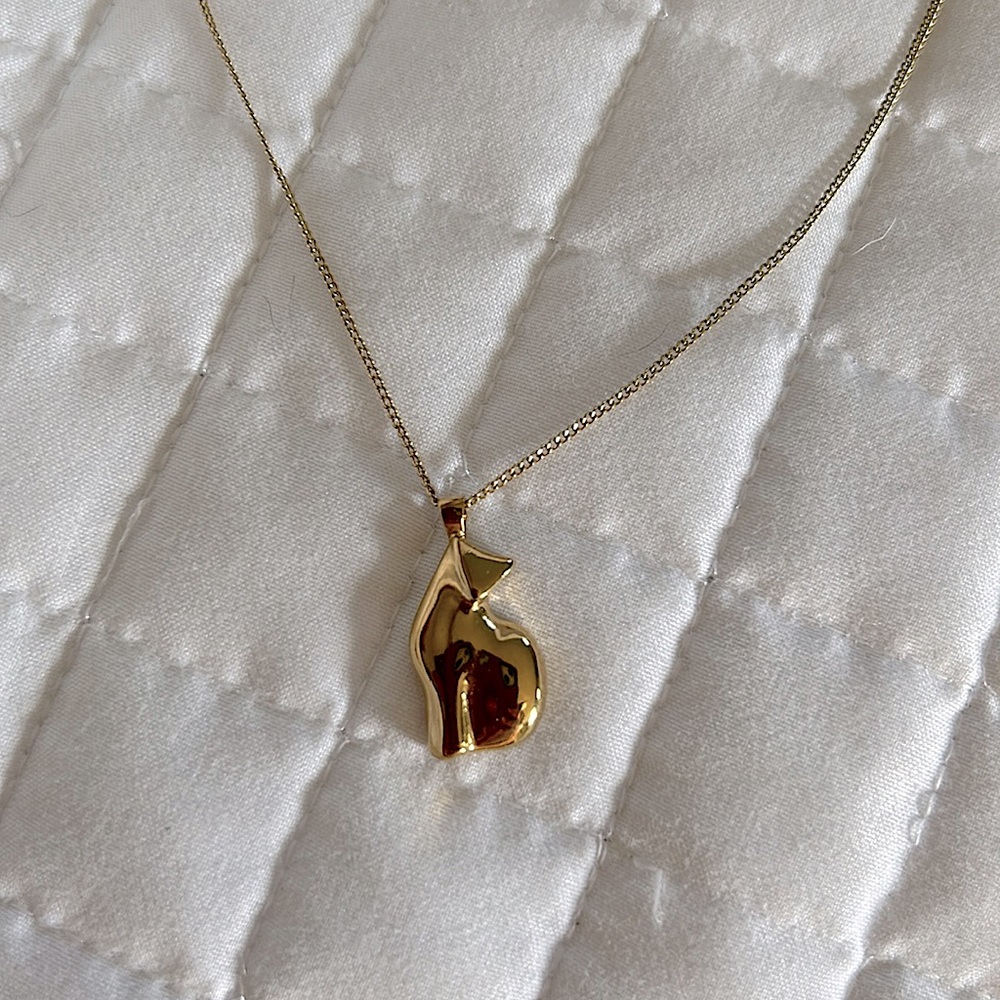 Wolf and Badger Gold Cat Necklace